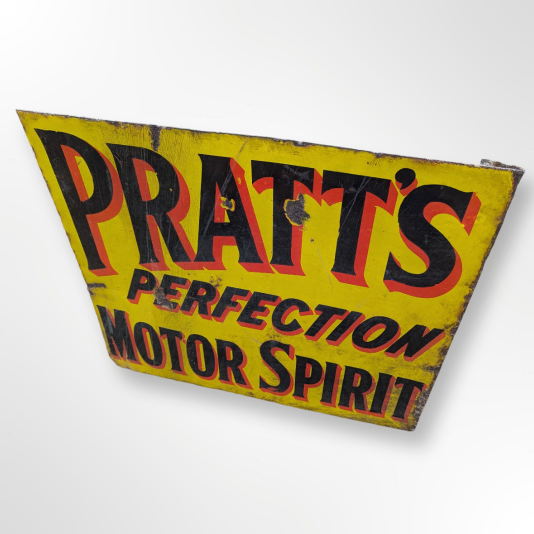 Original Enamel Pratt's Perfection Petrol Station Forecourt Sign - Automobilia Store