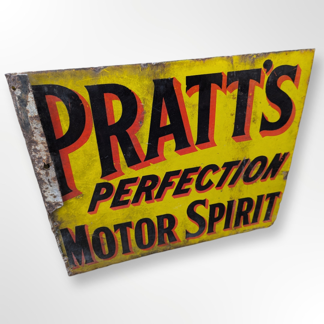 Original Enamel Pratt's Perfection Petrol Station Forecourt Sign - Automobilia Store