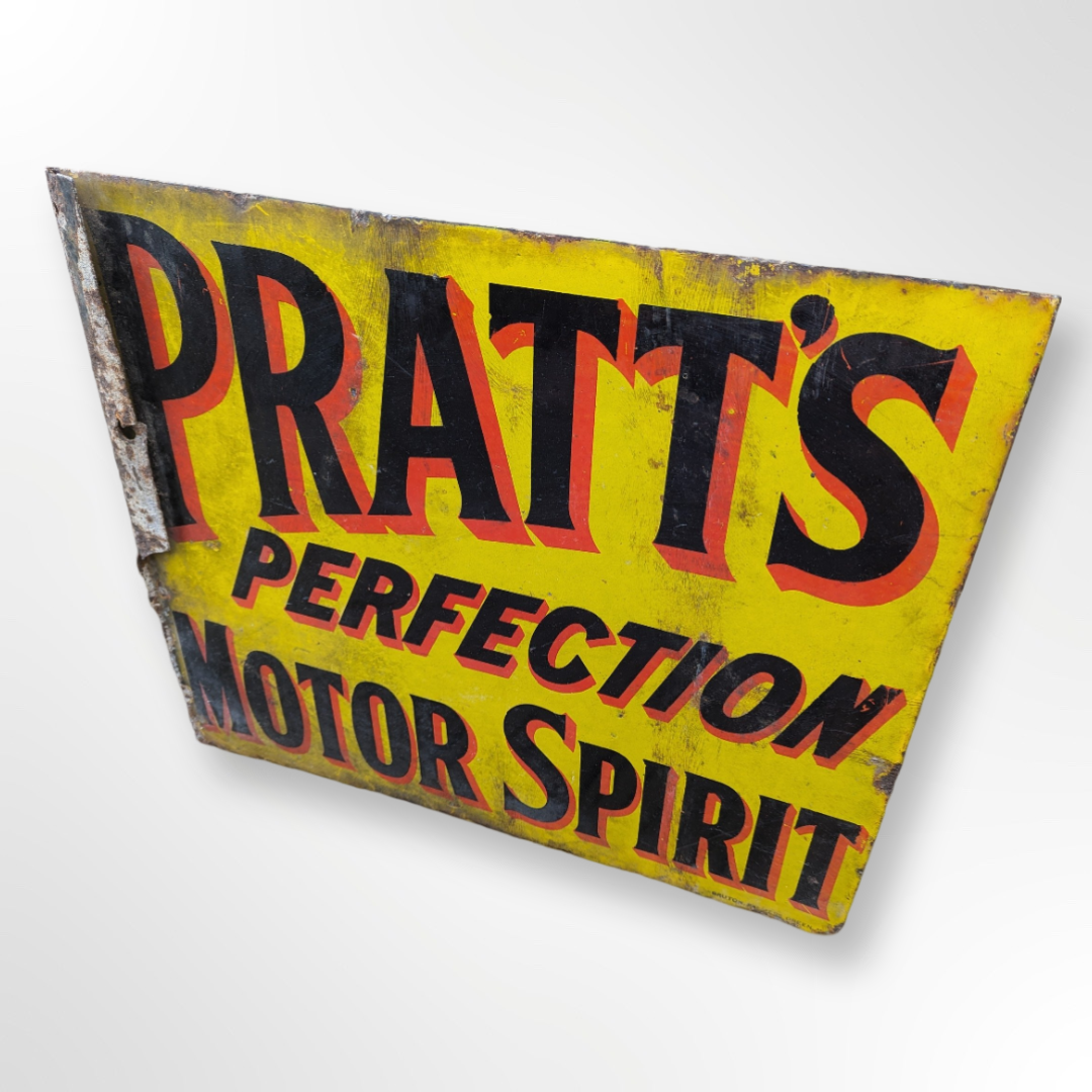 Original Enamel Pratt's Perfection Petrol Station Forecourt Sign - Automobilia Store