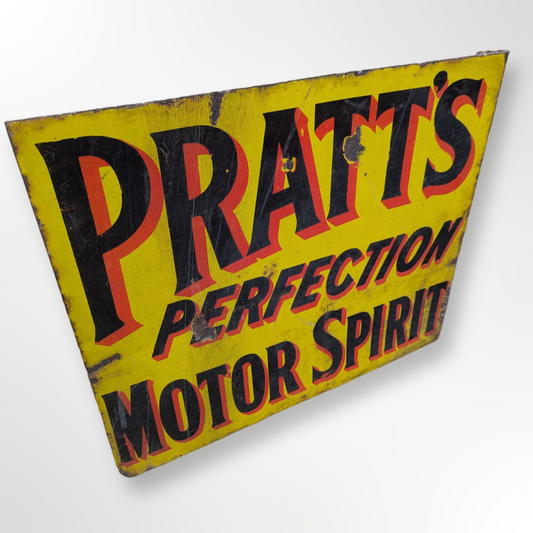 Original Enamel Pratt's Perfection Petrol Station Forecourt Sign - Automobilia Store 